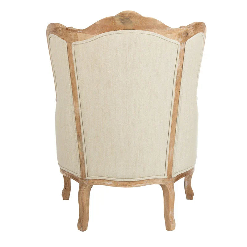 Kali Oak Natural Linen Wing Chair - 34Wx34Dx40H