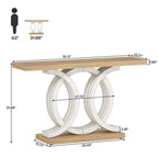 Consolle Vintage con Base Geometrica Tavolo da Ingresso in Legno