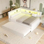 Letto imbottito a piattaforma con porte USB e illuminazione a LED - Struttura letto matrimoniale/singola con 2 cassetti portaoggetti - Camera da letto moderna