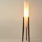 Lampade da terra a LED vintage in legno con paralume in tessuto