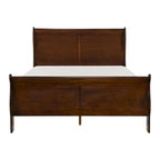 Letto tradizionale Queen a slitta, struttura in legno, finitura in ciliegio marrone intenso