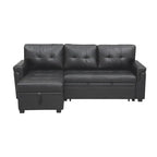 Divano componibile convertibile reversibile con letto estraibile, chaise longue con contenitore nascosto e gambe durevoli