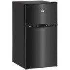 HOMCOM Double Door Mini Fridge with Freezer, 3.2 Cu.Ft Compact Refrigerator with Adjustable Shelf, Adjustable Thermostat