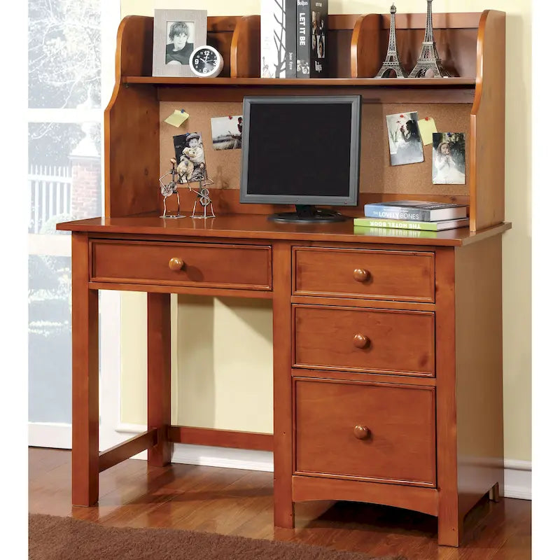 Scrivania per computer Romeo Transitional da 48 pollici in legno massello con 4 cassetti di Furniture of America