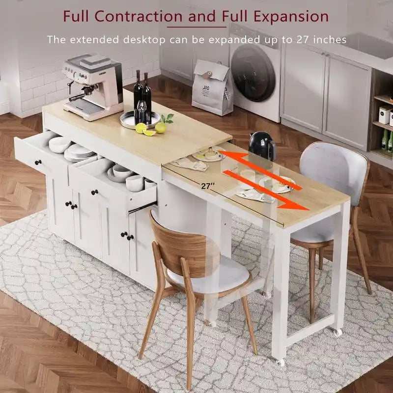 Kitchen Island with Extendable Dining Table