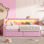 Letto imbottito a piattaforma con porte USB e illuminazione a LED - Struttura letto matrimoniale/singola con 2 cassetti portaoggetti - Camera da letto moderna
