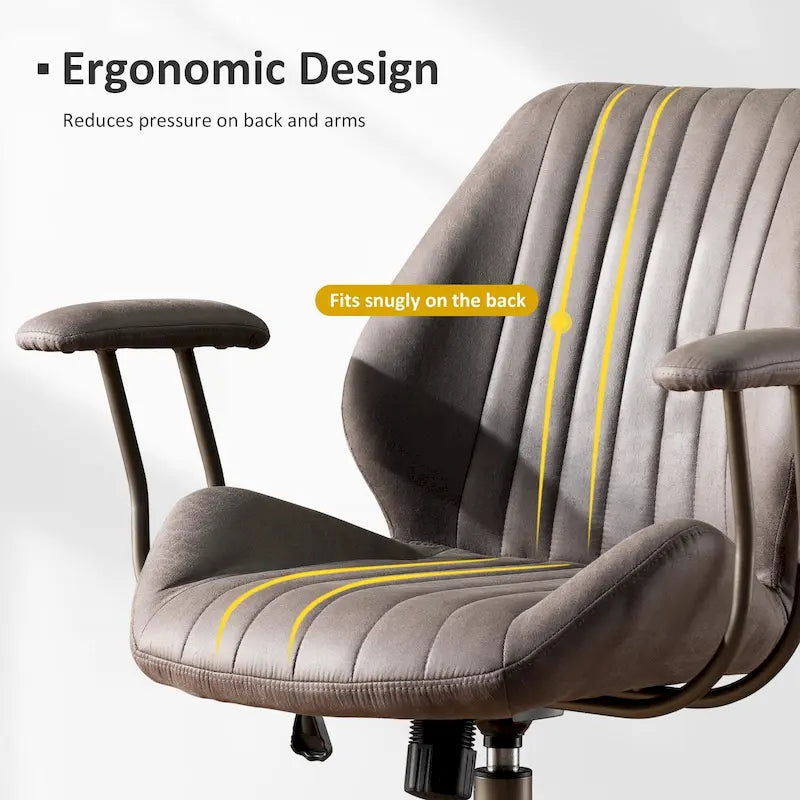 Sedia da ufficio ergonomica in tessuto scamosciato con supporto lombare