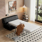 Divano letto pieghevole estraibile a forma di pouf singolo con materasso, letto per gli ospiti convertibile, divano letto rivestito in PU
