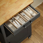Carrello da Cucina in Legno con Cassetti