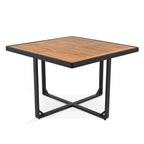 Set da pranzo da esterno in legno di acacia da 18 pezzi, 8 sedie imbottite e 8 pouf e 2 tavoli quadrati