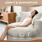 WOWMAX 47 Pollici Rotondo Divano Chaise Lounge da Interno, Divano da Pavimento Oversize Imbottito in Velluto a Coste con 2 Cuscini Decorativi
