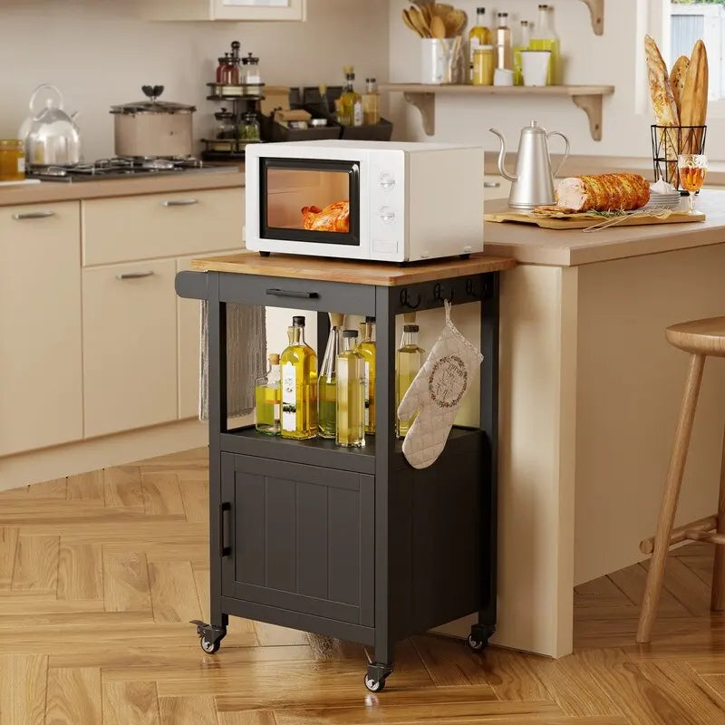 Carrello da Cucina in Legno con Cassetti