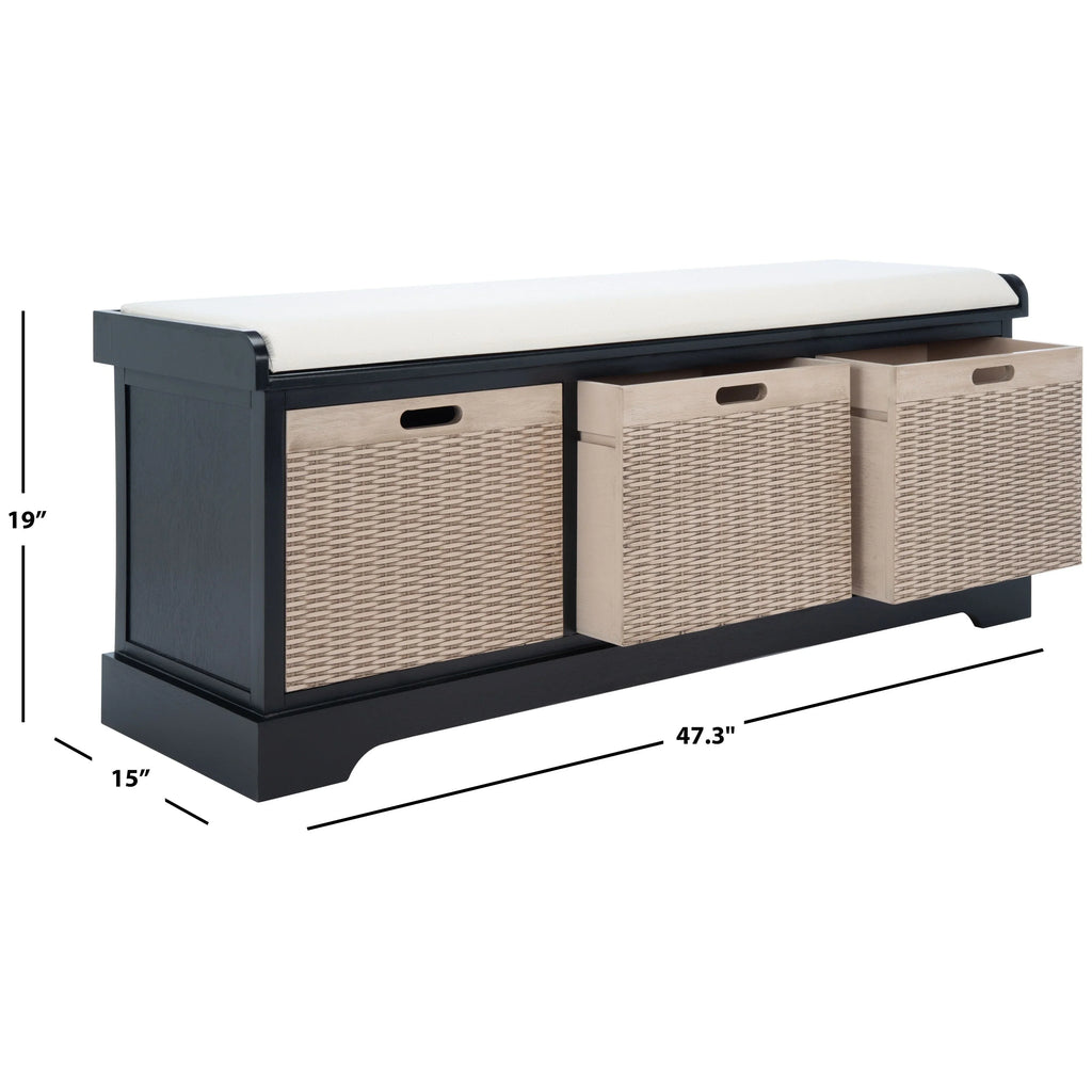 SAFAVIEH Fiorello Panca Contenitore a 3 Cassetti con Cuscino - 47,3 L x 15 P x 19 A - 47Lx15Px19A
