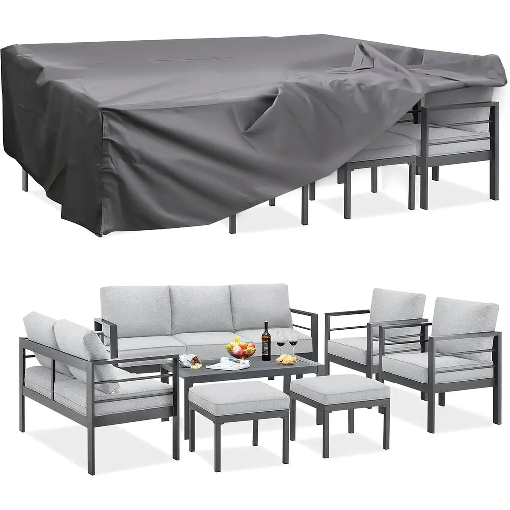AECOJOY Set di mobili da giardino a 7 pezzi in alluminio Set da conversazione per esterni