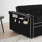 Divano letto trasformabile a 2 posti in velluto da 140 cm con letto estraibile, reclinabile, tasche laterali e supporto per telefono
