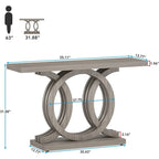 Consolle Vintage con Base Geometrica Tavolo da Ingresso in Legno