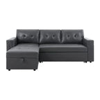 Divano componibile convertibile reversibile con letto estraibile, chaise longue con contenitore nascosto e gambe durevoli