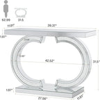 Console da Tavolo Argentata, Tavolino d'Ingresso con Specchio da 99 cm per Ingresso