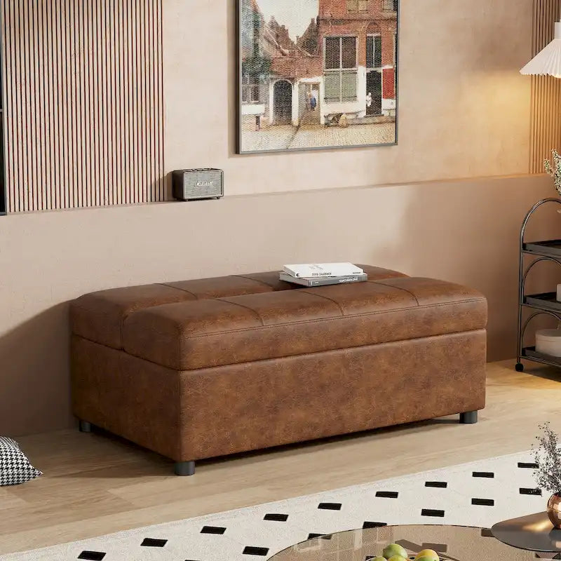 Divano letto pieghevole estraibile a forma di pouf singolo con materasso, letto per gli ospiti convertibile, divano letto rivestito in PU