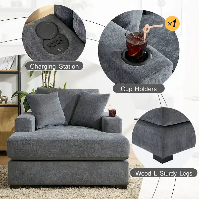 Chaise longue oversize a tre misure con cuscini