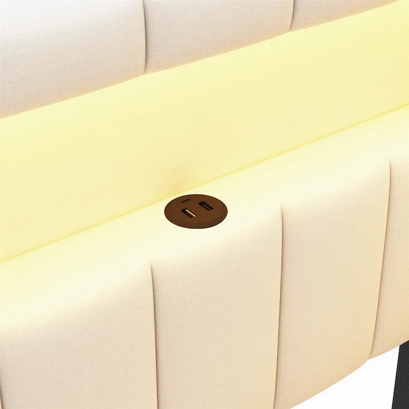 Letto imbottito a piattaforma con porte USB e illuminazione a LED - Struttura letto matrimoniale/singola con 2 cassetti portaoggetti - Camera da letto moderna