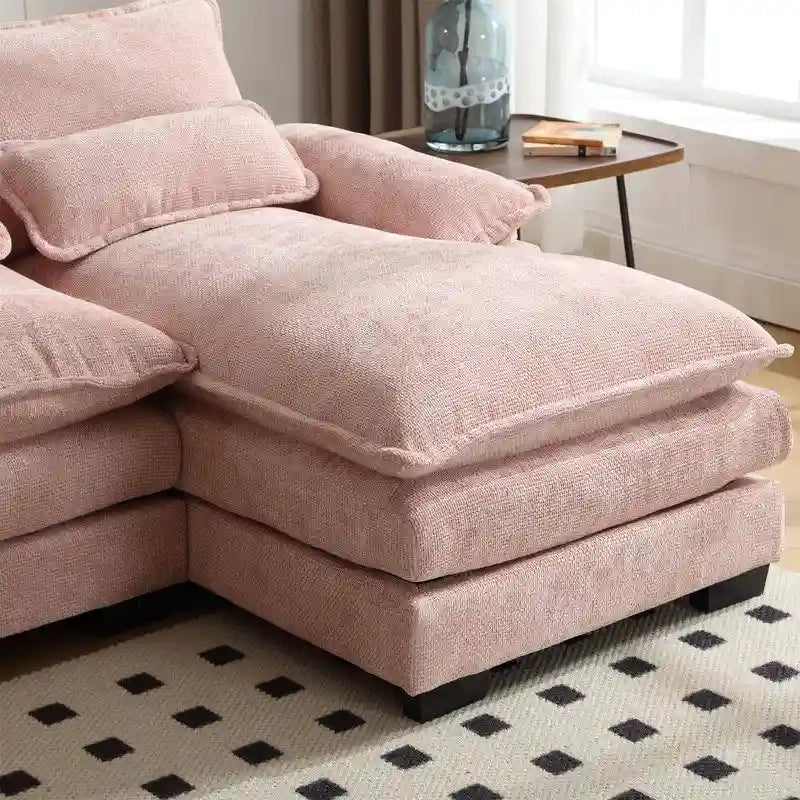 Divano componibile Cloud per soggiorno, divano a U moderno in ciniglia/bouclé, comodo divano letto modulare con doppia chaise longue