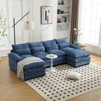Divano componibile Cloud per soggiorno, divano a U moderno in ciniglia/bouclé, comodo divano letto modulare con doppia chaise longue
