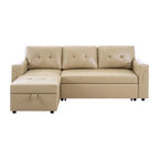 Divano componibile convertibile reversibile con letto estraibile, chaise longue con contenitore nascosto e gambe durevoli