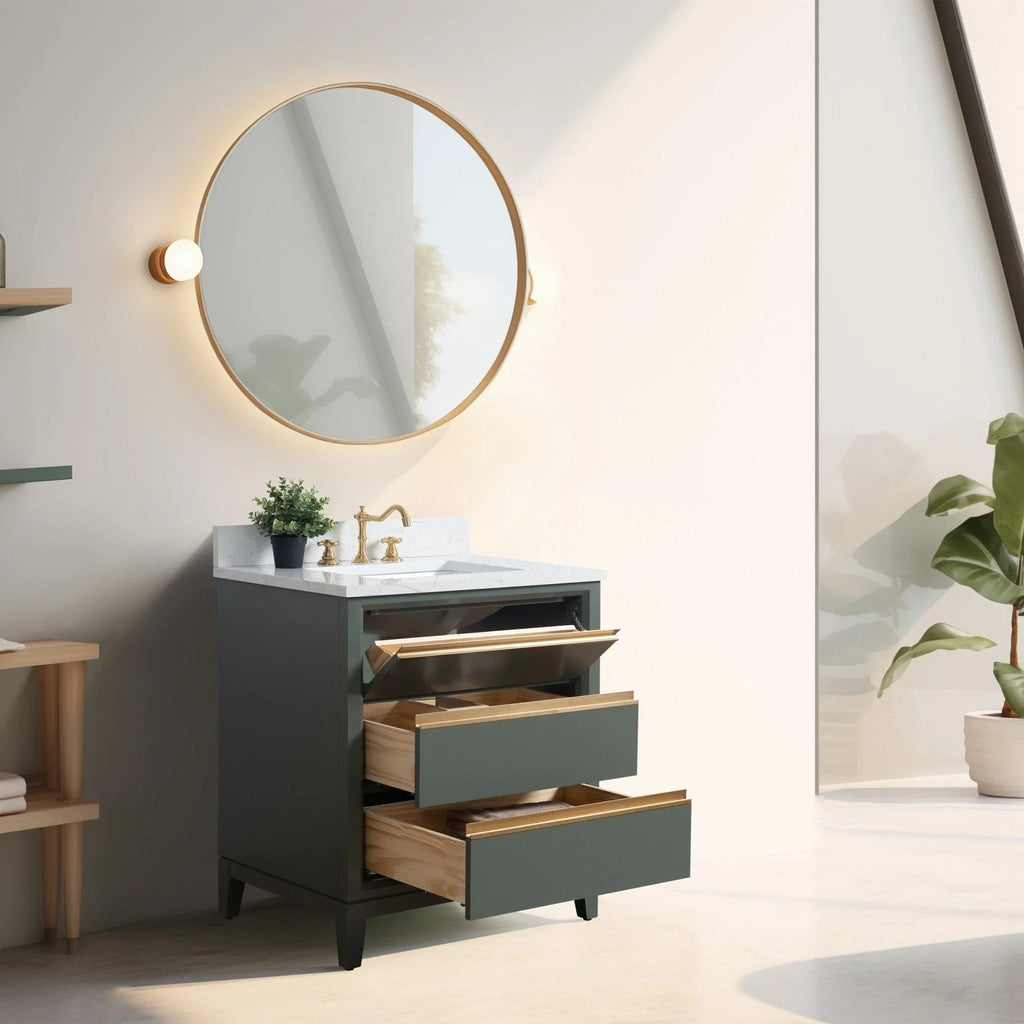 Mobile da Bagno Vanity Art con Lavabo in Ceramica e Top in Marmo Ricomposto