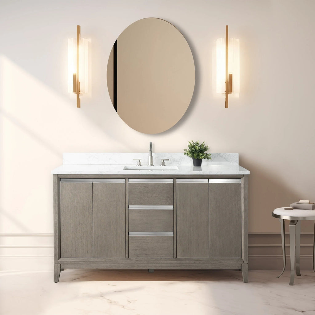 Mobile da Bagno Vanity Art con Lavabo in Ceramica e Top in Marmo Ricomposto