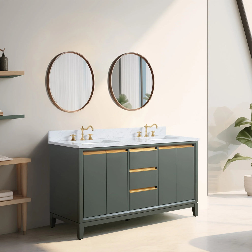 Mobile da Bagno Vanity Art con Lavabo in Ceramica e Top in Marmo Ricomposto
