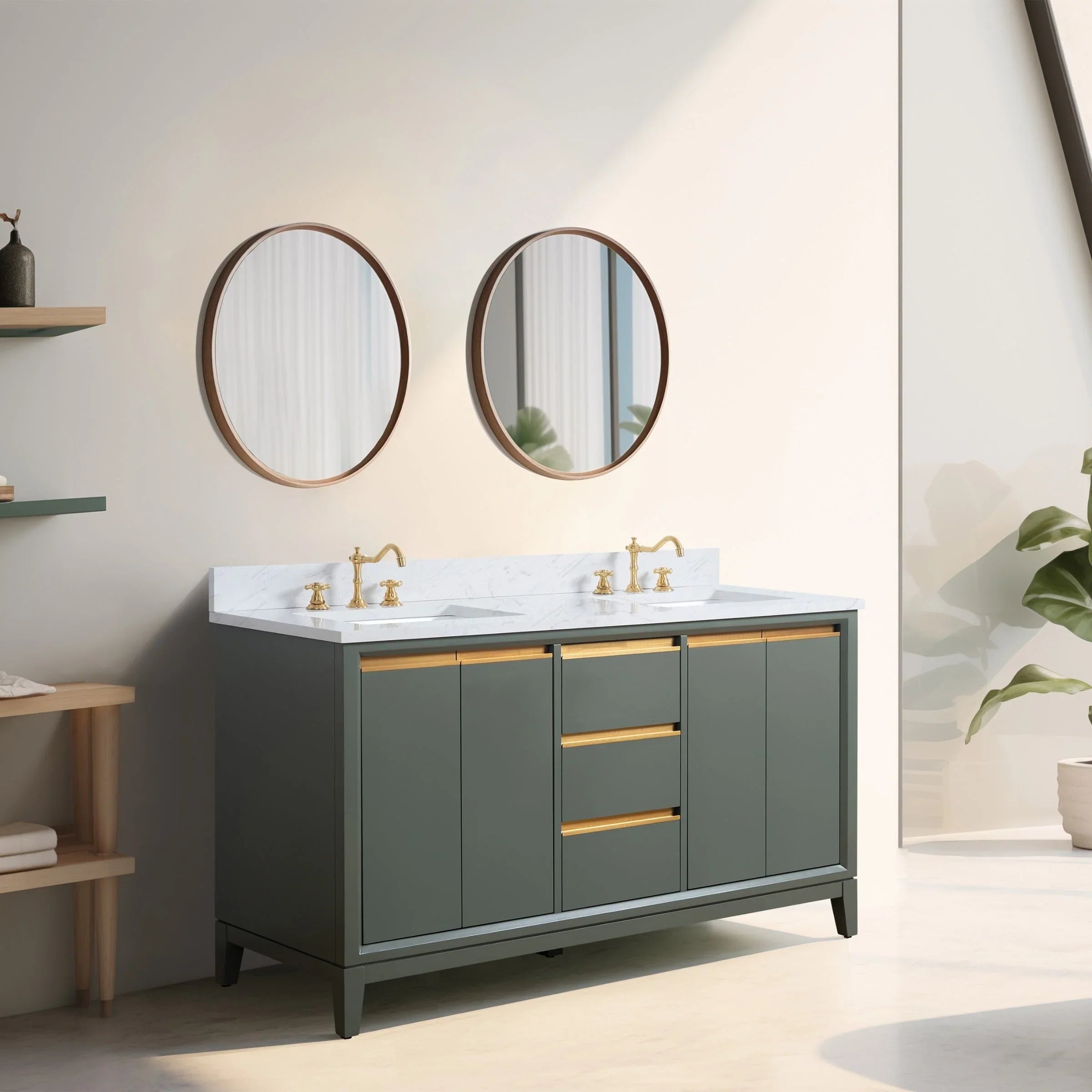 Mobile da Bagno Vanity Art con Lavabo in Ceramica e Top in Marmo Ricomposto