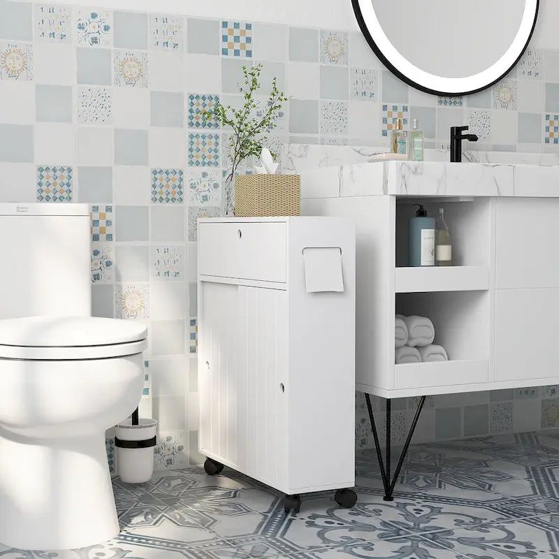 Mobiletto per bagno piccolo con foro per carta