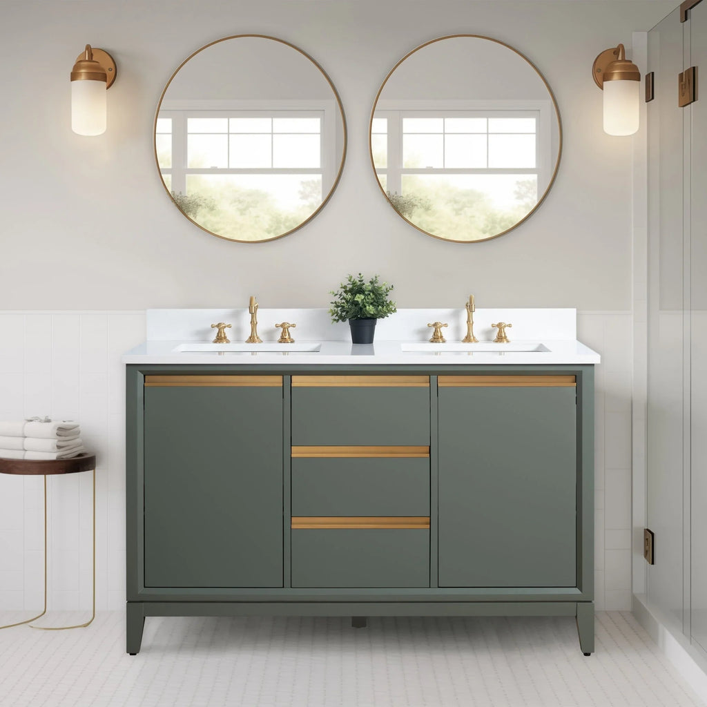 Mobile da Bagno Vanity Art con Lavabo in Ceramica e Top in Marmo Ricomposto