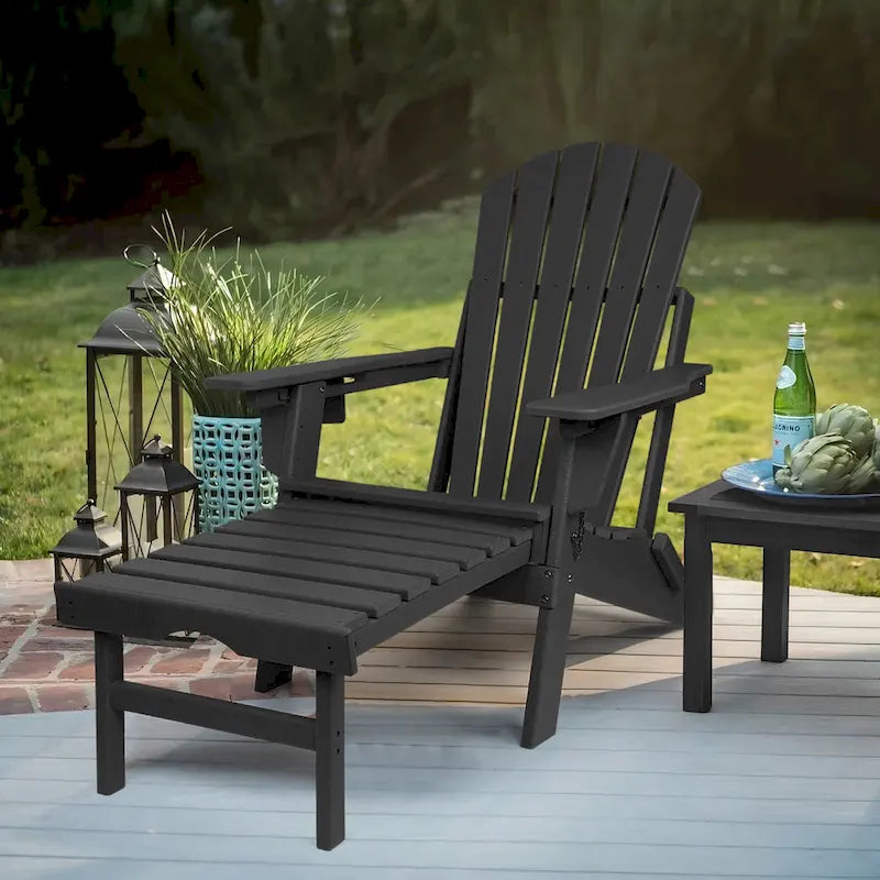Sedia Adirondack Pieghevole e Regolabile Vrakae con Pouf