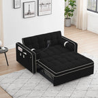 Divano letto trasformabile a 2 posti in velluto da 140 cm con letto estraibile, reclinabile, tasche laterali e supporto per telefono