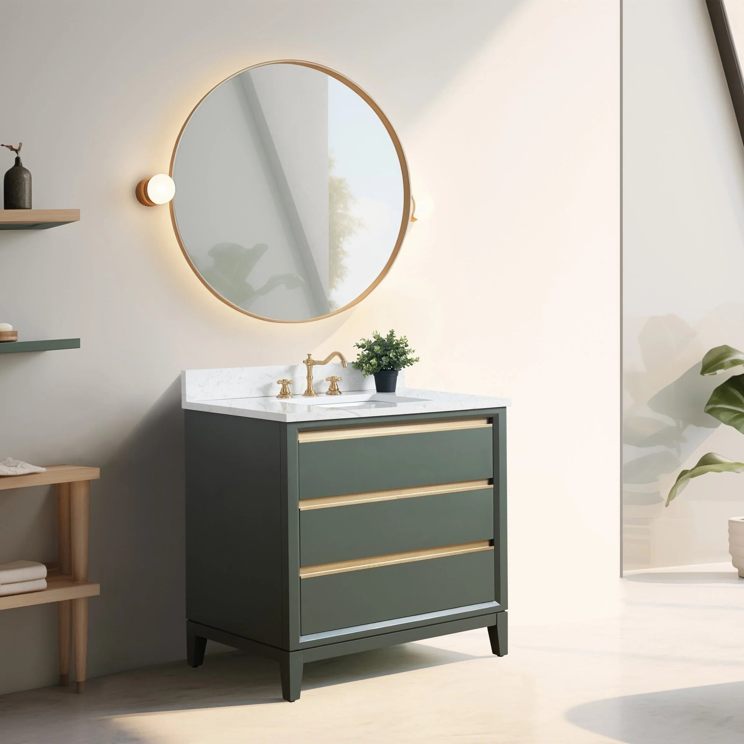 Mobile da Bagno Vanity Art con Lavabo in Ceramica e Top in Marmo Ricomposto