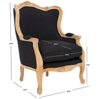 Kali Oak Natural Linen Wing Chair - 34Wx34Dx40H