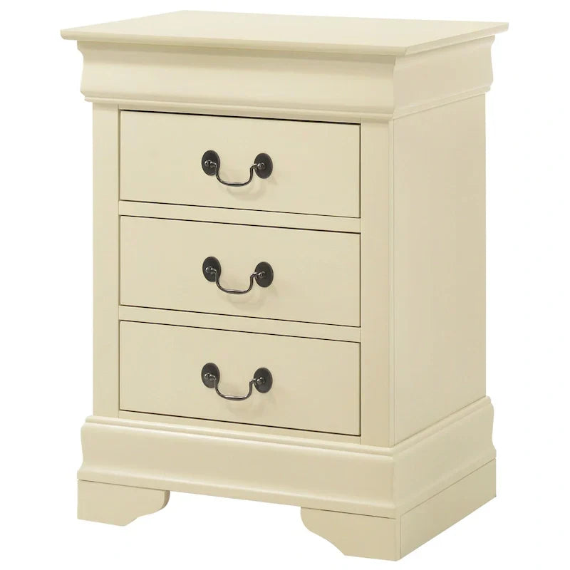Comodino in legno a 3 cassetti