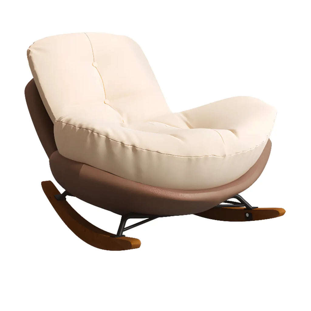 Sedia a dondolo scandinava imbottita con pouf opzionale