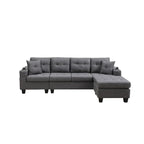 Divano componibile da soggiorno con chaise longue a L e portabicchieri
