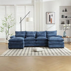 Divano componibile Cloud per soggiorno, divano a U moderno in ciniglia/bouclé, comodo divano letto modulare con doppia chaise longue