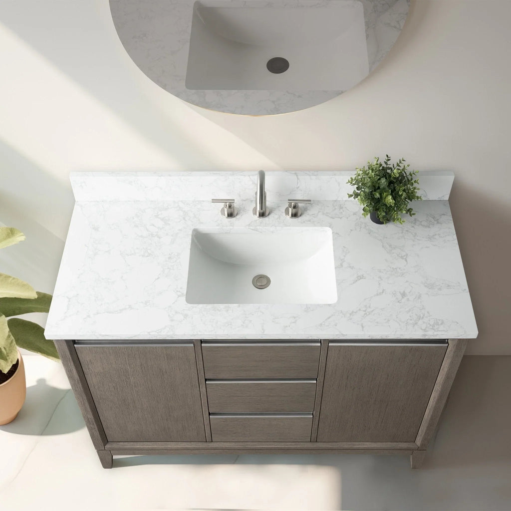 Mobile da Bagno Vanity Art con Lavabo in Ceramica e Top in Marmo Ricomposto