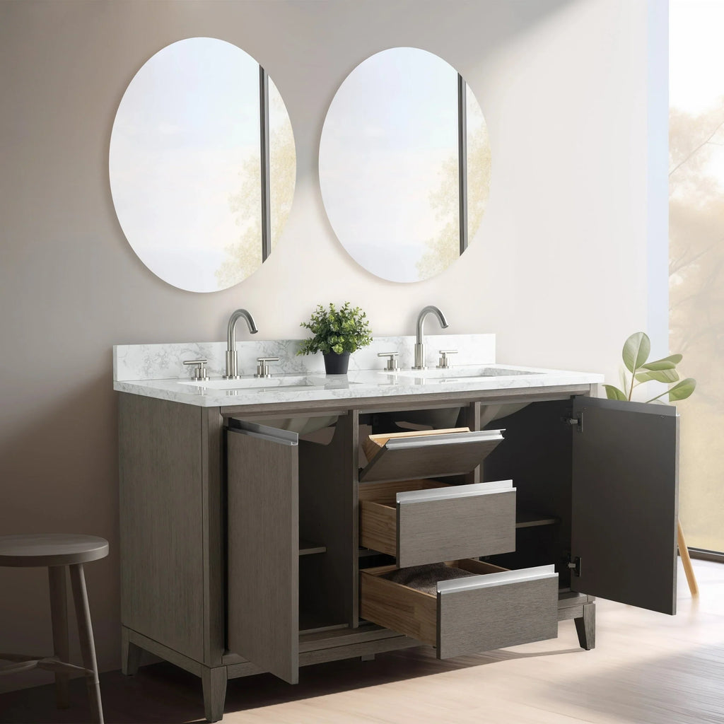 Mobile da Bagno Vanity Art con Lavabo in Ceramica e Top in Marmo Ricomposto
