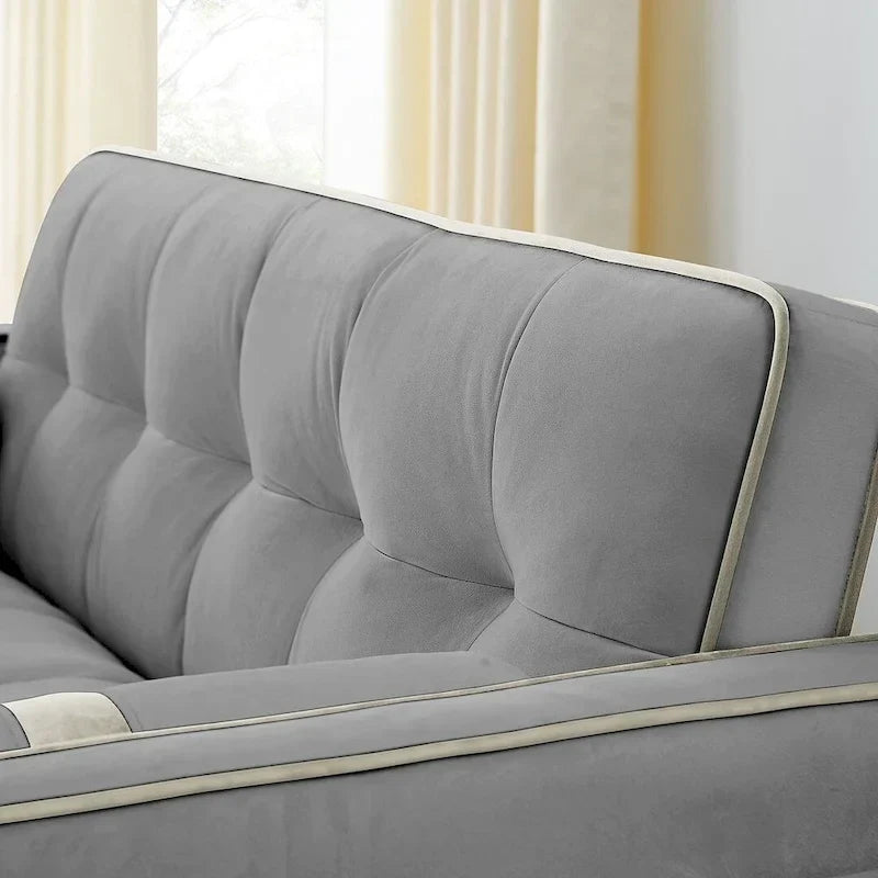 Divano Letto Estraibile Multifunzione in Velluto con Schienale Inclinabile Regolabile e Cuscini - N/A