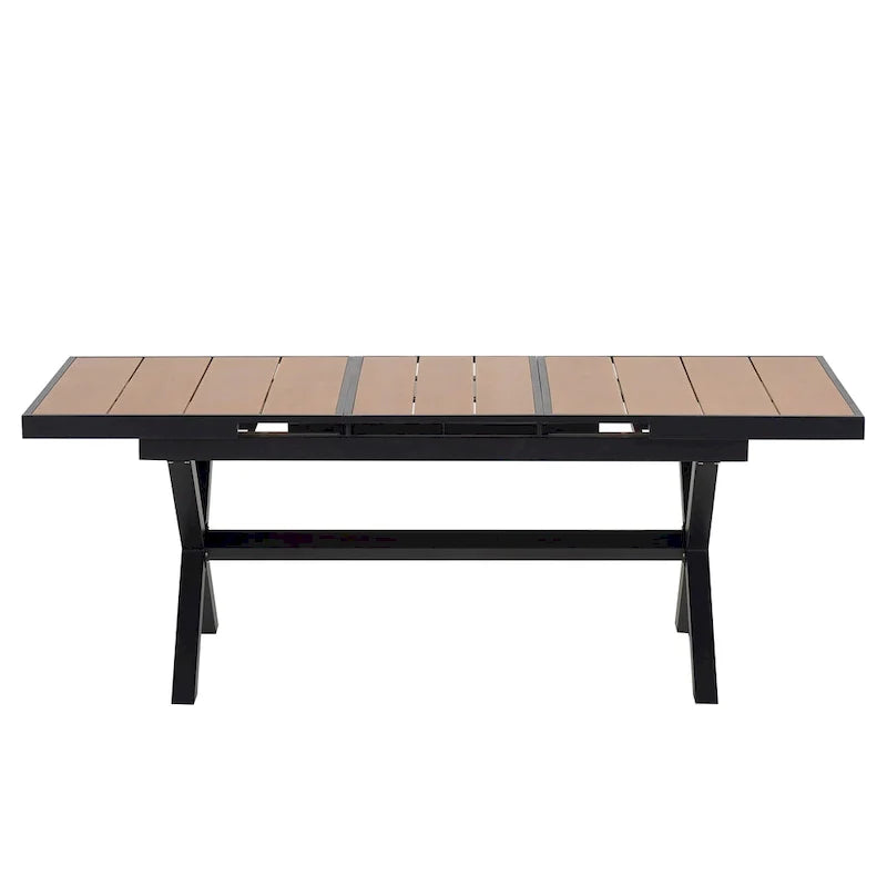 Set da pranzo all'aperto di 7 pezzi con tavolo allungabile e 6 sedie con braccioli