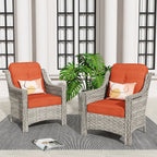 HOOOWOOO, Set di 2 Sedie da Esterno in Rattan Intrecciato con Schienale Alto