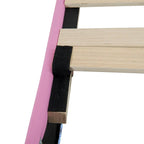 Letto Imbottito Singolo con Luci LED, Letto Imbottito Moderno da Principessa con Testiera a Corona, un Cassetto, Rosa+Bianco