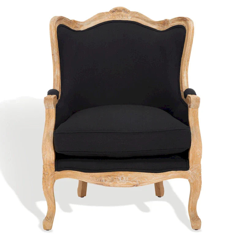 Kali Oak Natural Linen Wing Chair - 34Wx34Dx40H