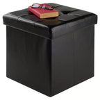 Panca contenitore Ashford con pouf, in similpelle - Winsome